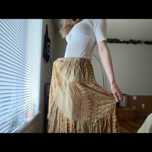 Tan, Tribal Pattern Maxi Skirt Size Large Petite - Fits Regular Small